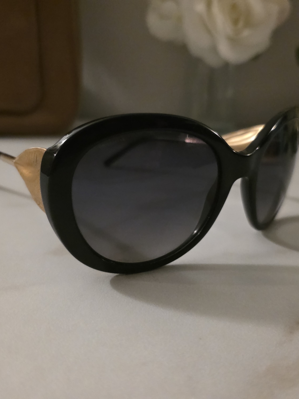 Burberry Black and Gold Women's Oversized Sunglasses